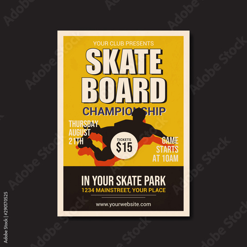 skateboard championship flyer template background vector