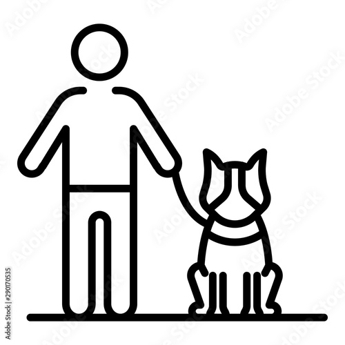 Dog stay near kid icon. Outline dog stay near kid vector icon for web design isolated on white background