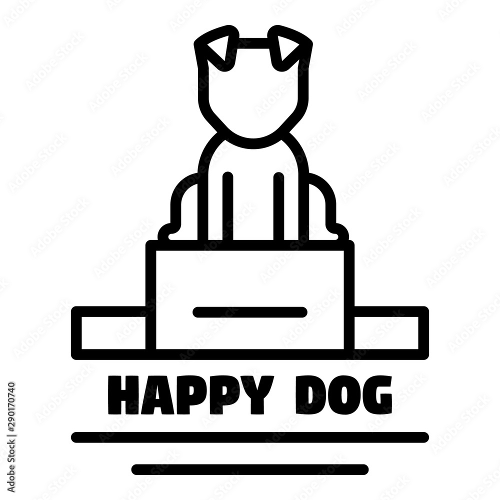 Happy dog logo. Outline happy dog vector logo for web design isolated on white background Happy dog logo. Outline happy dog vector logo for web design isolated on white background