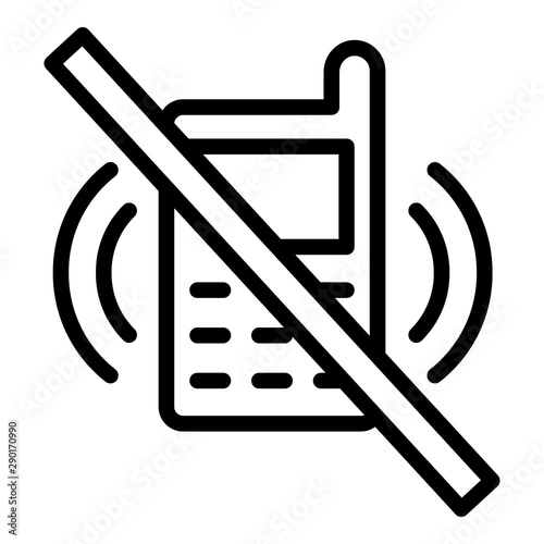 Crossed out telephone icon. Outline crossed out telephone vector icon for web design isolated on white background