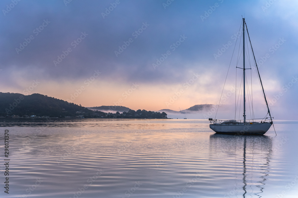 Misty Morning Sunrise Waterscape