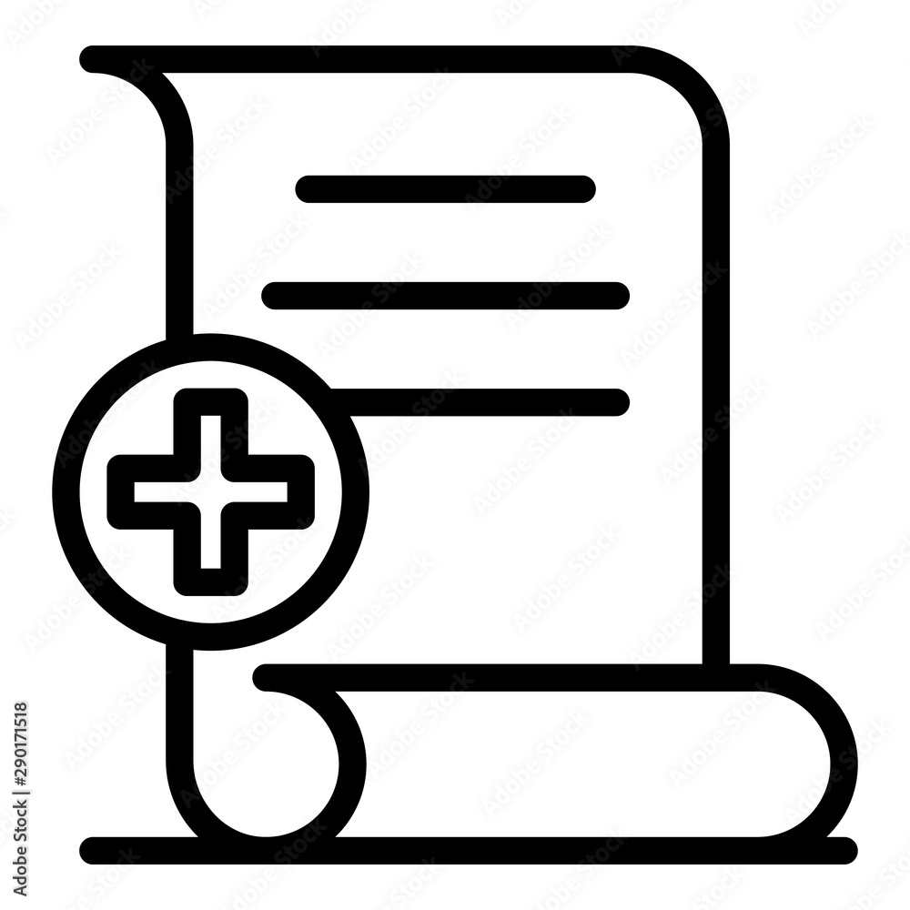 Medical document icon. Outline medical document vector icon for web design isolated on white background