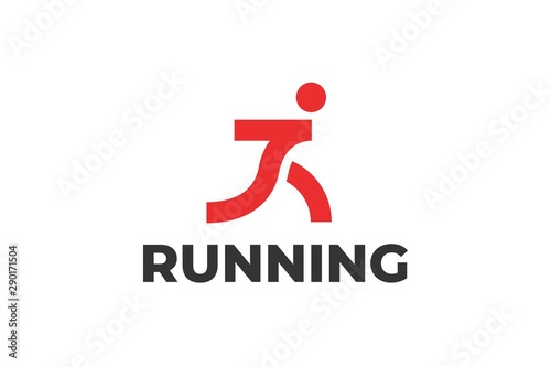 Running Man abstract Delivery Sport Logo design vector template