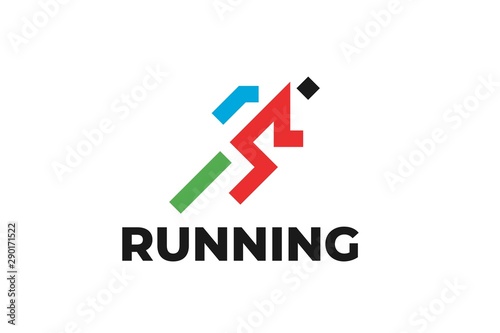 Running Man abstract Delivery Sport Logo design vector template