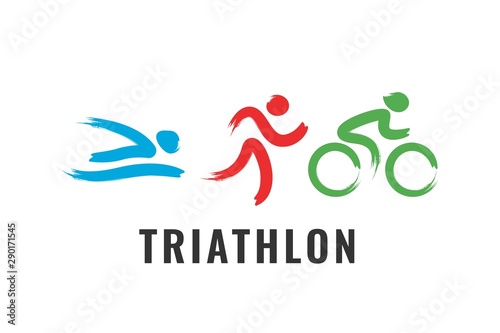 Triathlon Activity Logo icons - swimming running bike. Simple sports