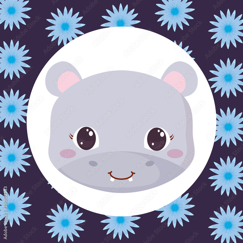 Fototapeta premium Cute animals and tropical leaves design vector illustration