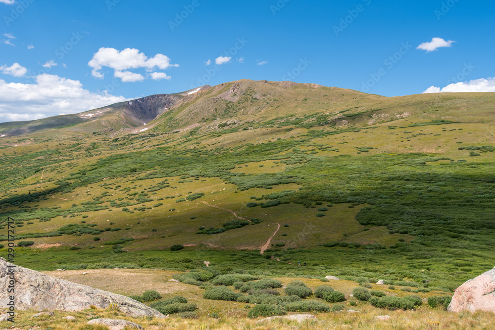 Landscape of green mountain top at Guanella Pass in Colorado