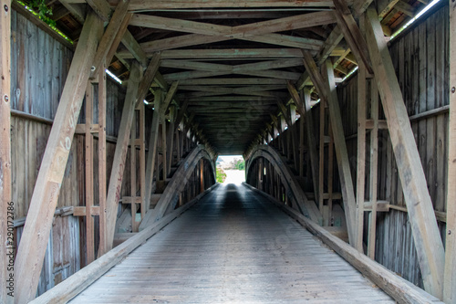 Inside a covered bridge