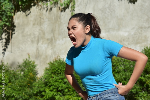 A Pretty Filipina Woman Yelling