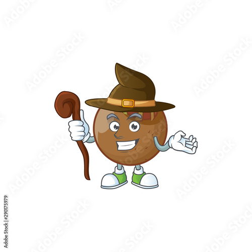 Witch sweet medlar fruit cartoon character style.