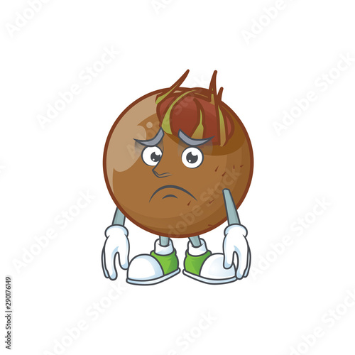 Cuadro en lienzo Afraid sweet medlar fruit cartoon character style.