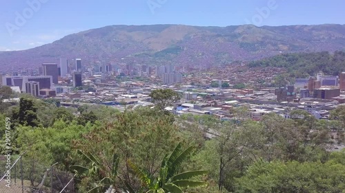 Stunning 4k sliding shot of Medellin downtown from Pueblito Paisa, Cerro Nutibara photo