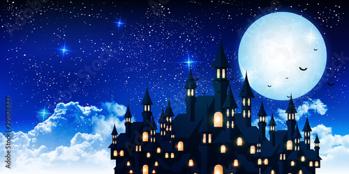 ハロウィン　秋　城　背景 