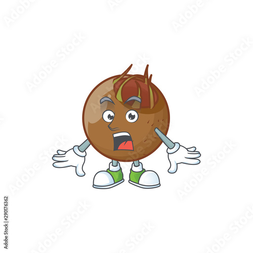 Surprised sweet medlar fruit cartoon character style.