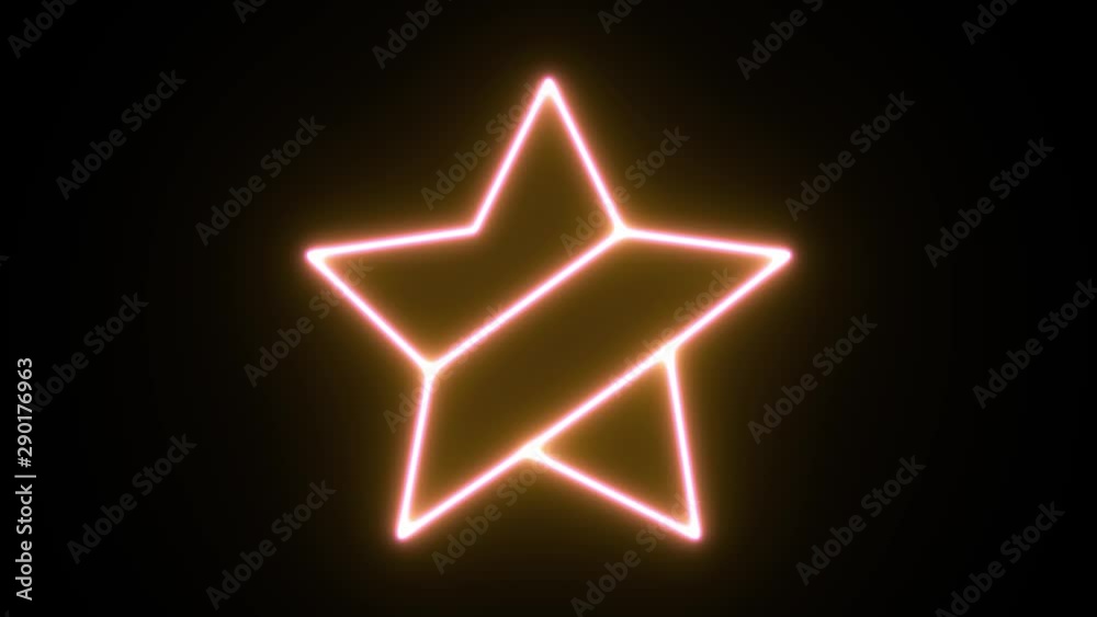Neon light animation concept icon star. Flat animation of UI element available in 4K FullHD and HD video 2D render footage on black background. Neon light animation concept icon star. Flat animation of UI element available in 4K FullHD and HD video 2D render footage on black background.