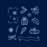 Christmas collection of icons. Vector illustration on a white background.