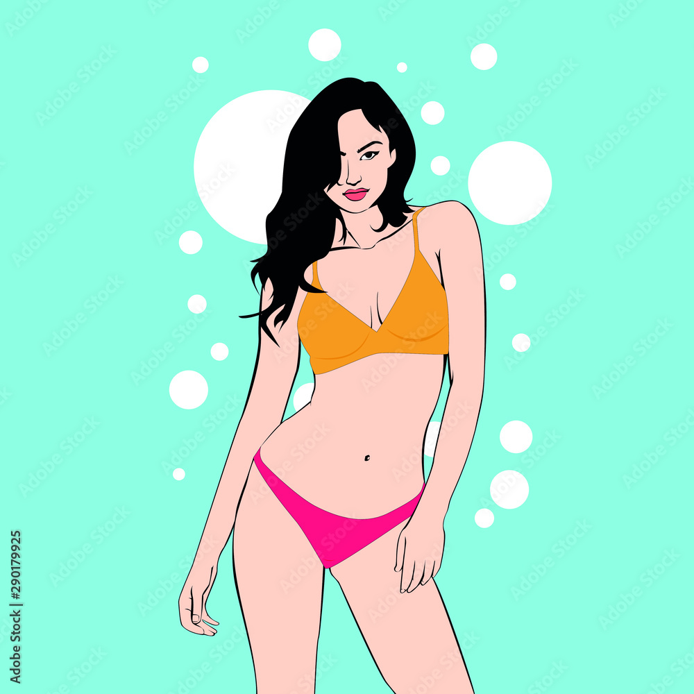 girl in bikini. sexy bikini girl cartoon Stock Vector | Adobe Stock