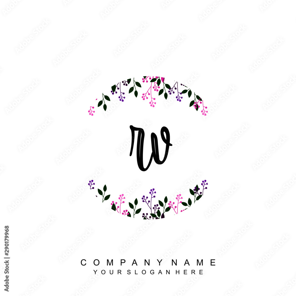letter RV surrounded by beautiful and elegant flowers and leaves. Wedding monogram logo template. Fashion Logo template Vectors, letter RV surrounded by beautiful and elegant flowers and leaves. Wedding monogram logo template. Fashion Logo template Vectors,
