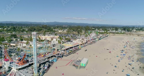 Aerial of Santa Cruz Beach Boardwalk Amusement Parkand Beach Side Dolly photo