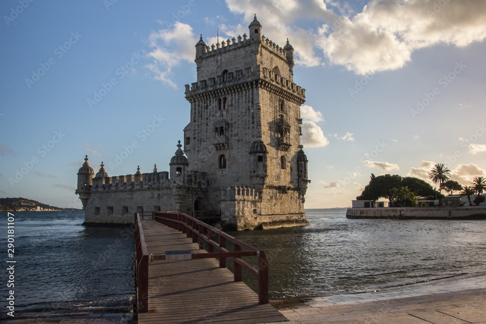 Classical and old building of Belem tower at Lisbon