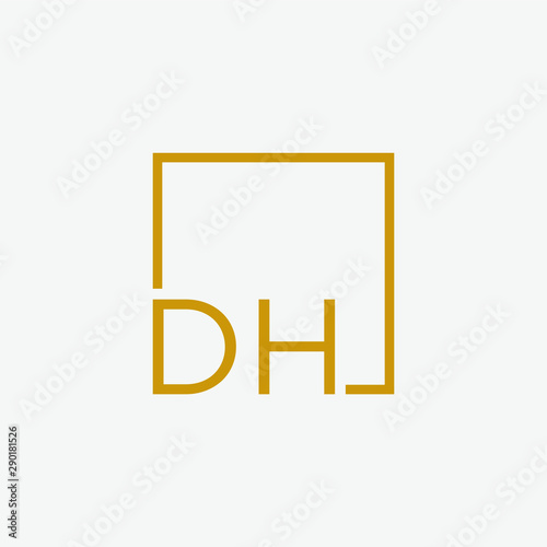 Letter DH Logo design with square frame line art. business consulting concept. studio,room,group icon. Suitable for business, consulting group company. - vector