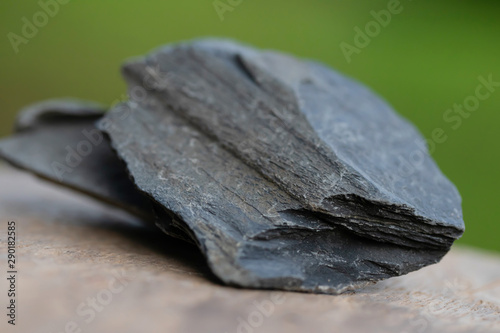 minerals of Slate Rock for industry isolate on green background