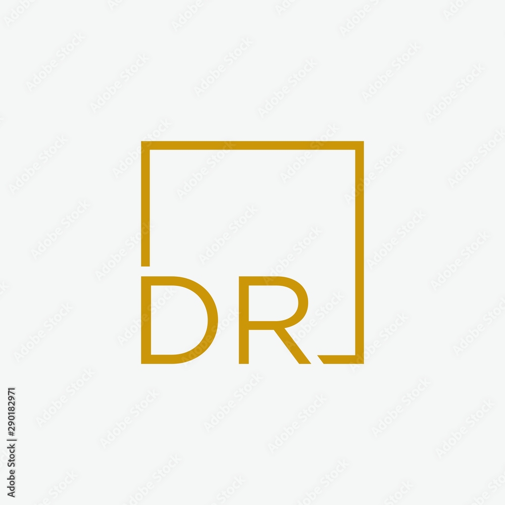 Letter DR Logo design with square frame line art. business consulting concept. studio,room,group icon. Suitable for business, consulting group company. - vector