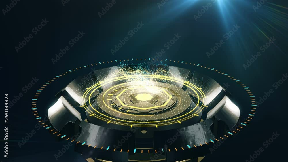 Futuristic holographic heads-up display 3D render. High tech element with abstract computer data. Motion graphics blueprint concept in virtual space. Digital wireframe activation with alpha channel