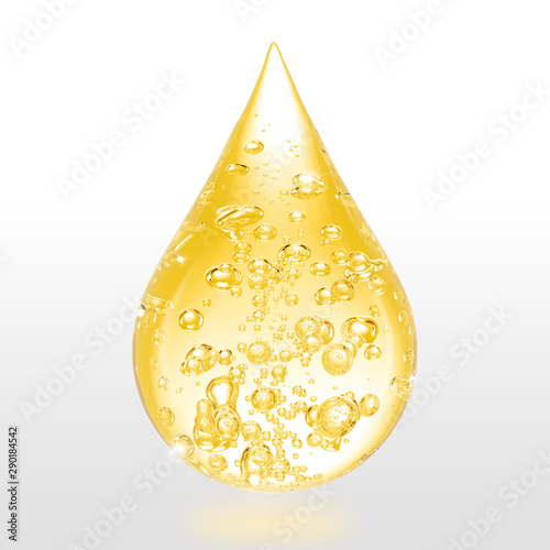 drop of oil with bubble inside on white background