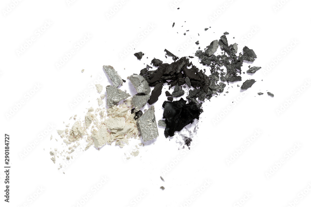 Black,grey and white color eye shadow on background 