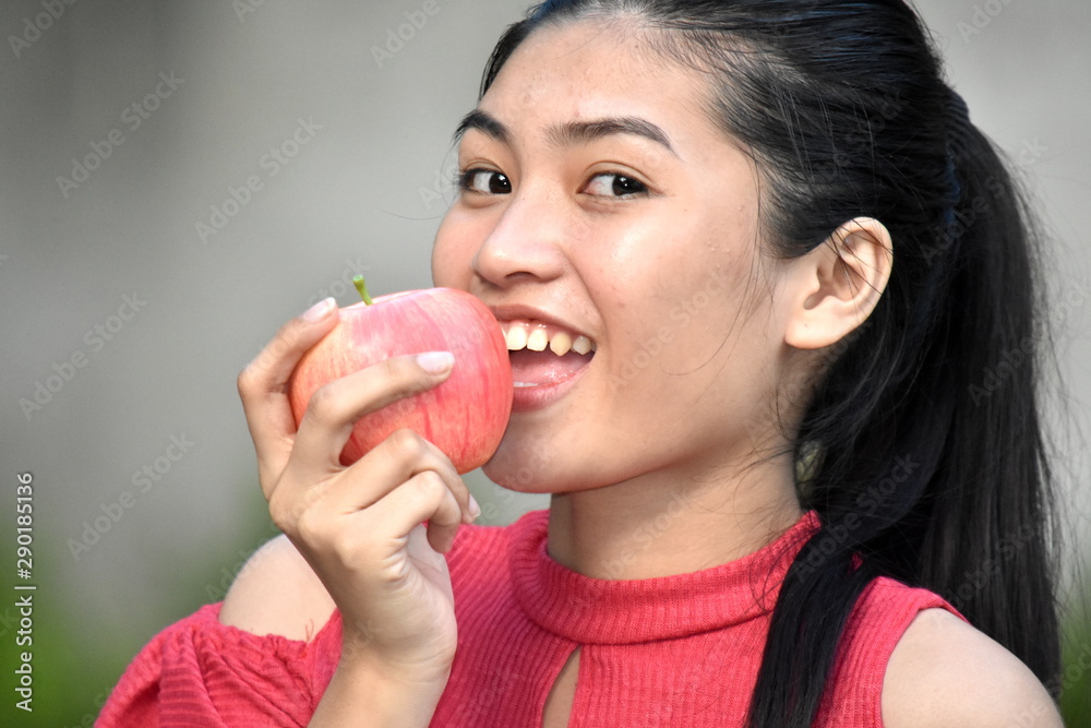 Beautiful Asian Girl Eating With Fruit Beautiful Asian Girl Eating With Fruit