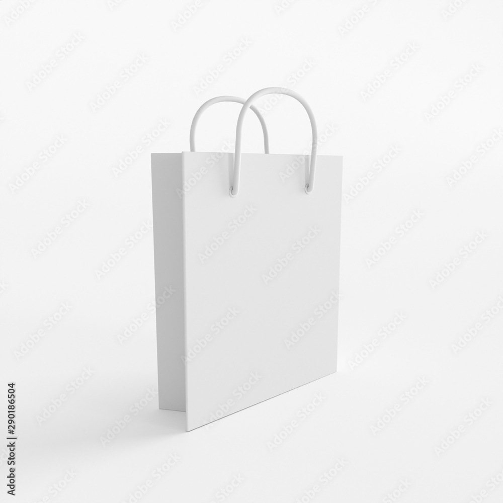 White shopping bag isolated in white background. White shopping bag isolated in white background.
