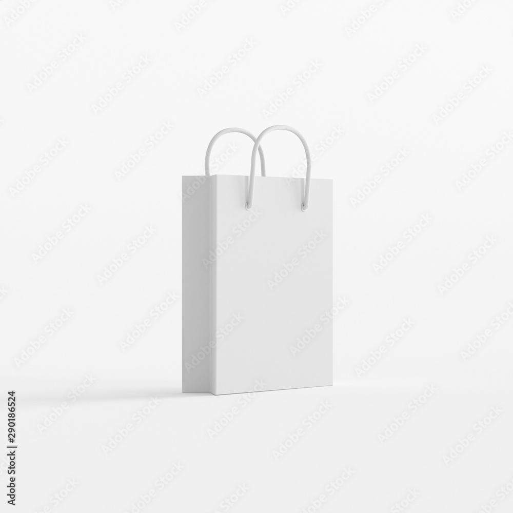 White shopping bag isolated in white background. White shopping bag isolated in white background.