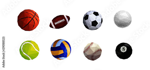 sport ball set. basketball. football. soccer ball. golf ball. tennis ball. volleyball. baseball. eight ball. vector illustration.
