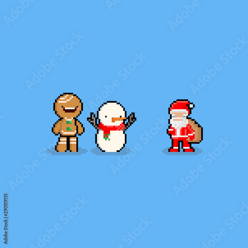 Pixel art cartoon christmas character.8bit.