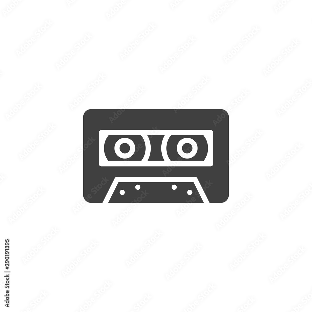 Audio cassette vector icon. filled flat sign for mobile concept and web design. Cassette tape glyph icon. Symbol, logo illustration. Vector graphics