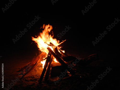 Late night camp fire