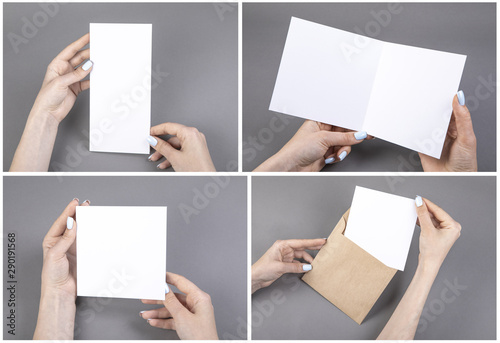 A woman holding white booklet