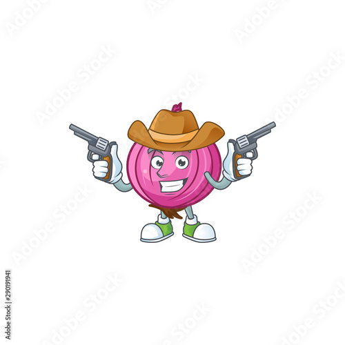 Cowboy red onion cartoon for recipe food