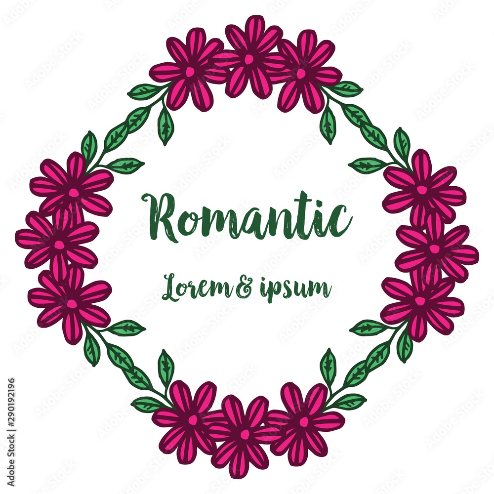 Template for wedding invitation romantic, with plant abstract wreath frame. Vector