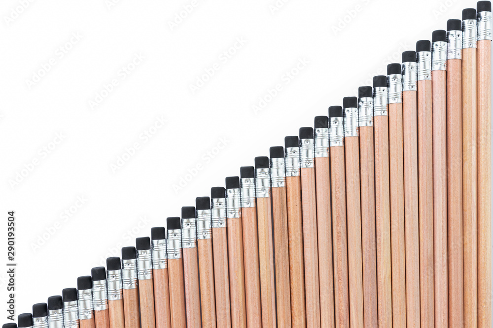 Wood pencil place graphed on white background, Isolate Pencil place Step . Wood pencil place graphed on white background, Isolate Pencil place Step .