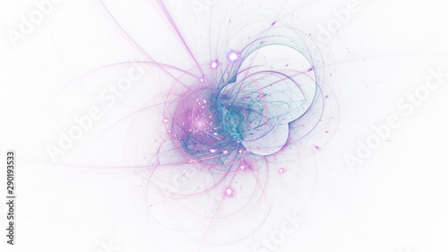 Abstract transparent blue and pink crystal shapes. Fantasy light background. Digital fractal art. 3d rendering.