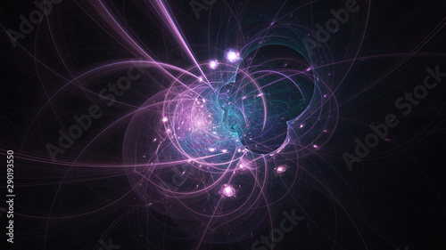 Abstract transparent blue and pink crystal shapes. Fantasy light background. Digital fractal art. 3d rendering.