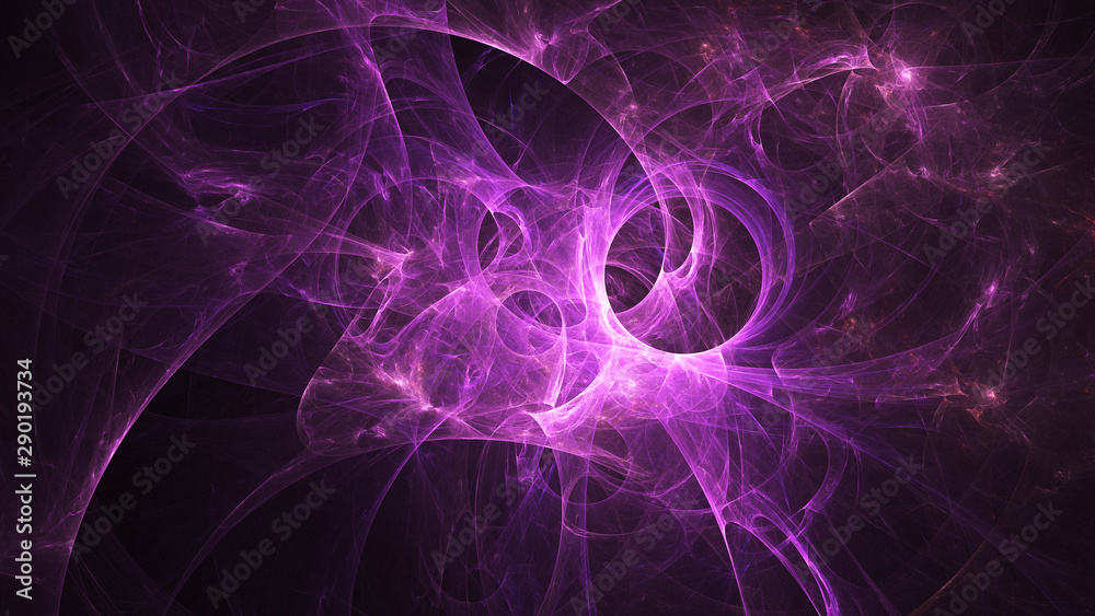 Fototapeta premium Abstract transparent purple crystal shapes. Fantasy light background. Digital fractal art. 3d rendering.