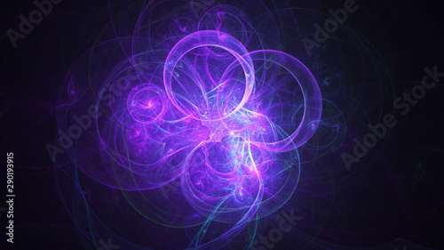 Abstract transparent violet crystal shapes. Fantasy light background. Digital fractal art. 3d rendering.