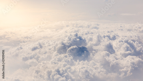 White cloud clusters in blue sky and sunshine are beautiful scenery. Use as for illustrations