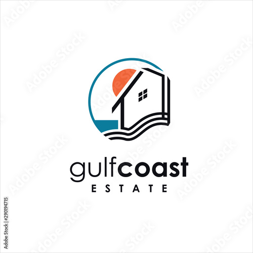 coastal property logo simple line colorful modern circle design idea for housing company