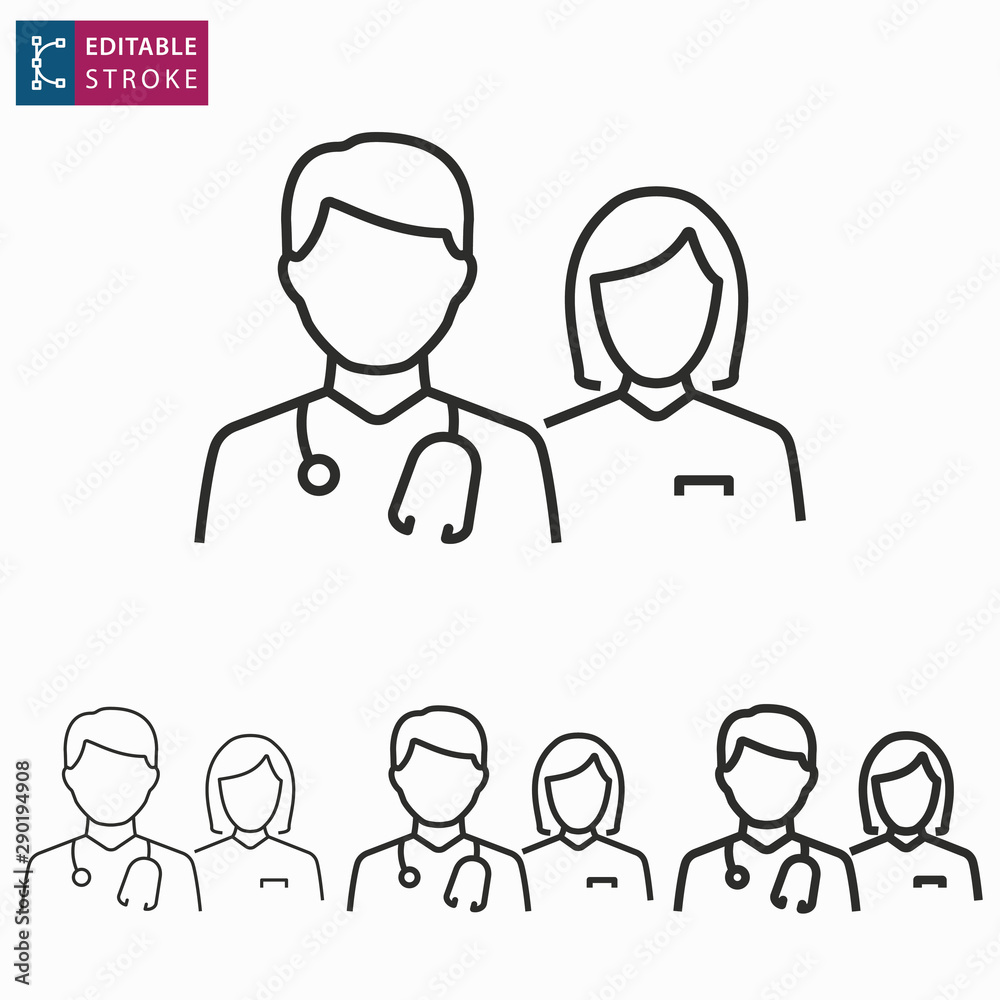 Doctor line icon on white background. Editable stroke. Doctor line icon on white background. Editable stroke.