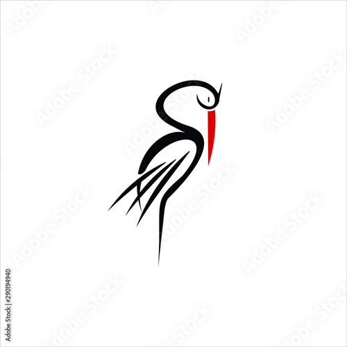 Animal vector standing stork bird flat illustration