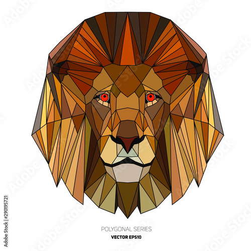 Hipster animal polygonal lion face. Triangle animal